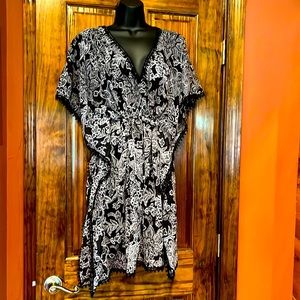 Black & White Floral Swim Cover Up